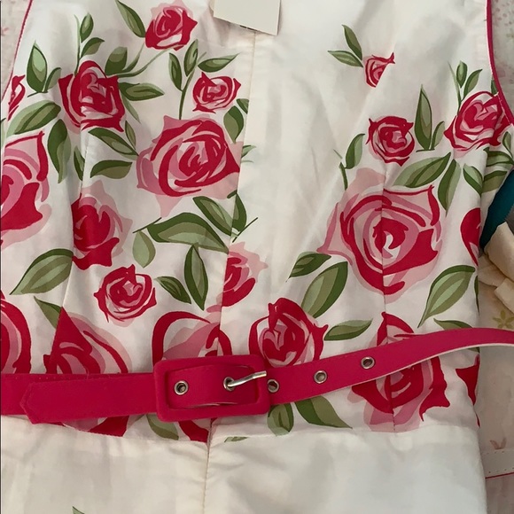 White Dress with Rose Pattern NWT - Picture 3 of 3